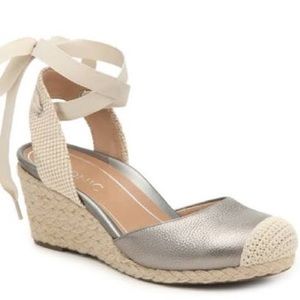 Vionic Aruba Maris Espadrille Wedges Orthaheel Size 9 Brand New Pewter Jute